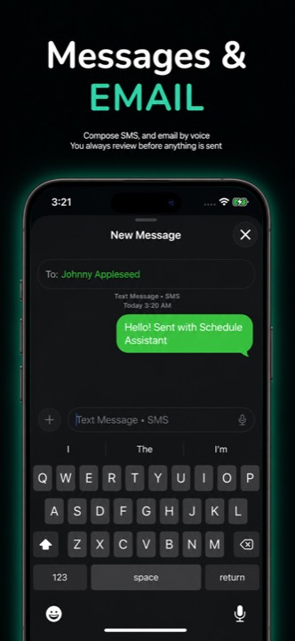A drafted text message shown for review before it is sent